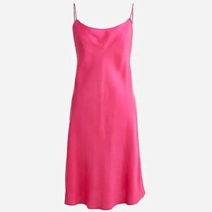 J. Crew Gwen Cupro/Silk Blend Mini Slip Dress in Hot Pink